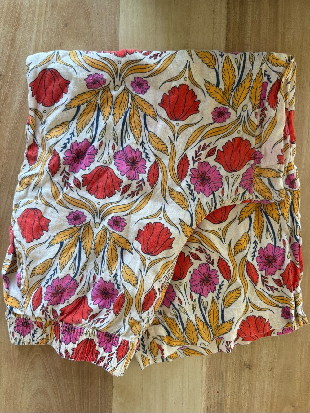 Rachel Zoe Floral Linen Pants in Cream, Mustard & Pink